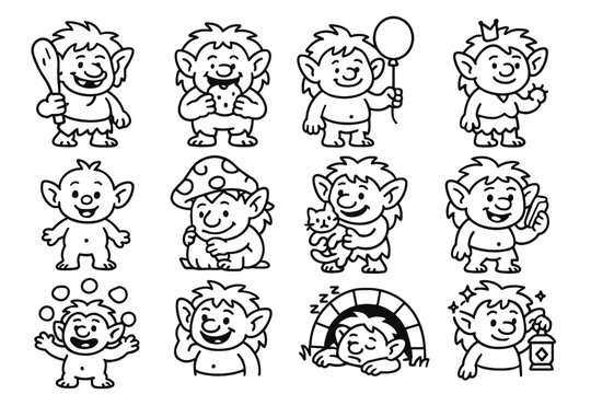 Carrying troll mushroom vector bridge lantern crown icon clumsy cartoon sleepy