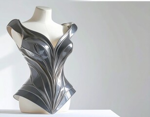 abstract sculptural fashion corset on mannequin
