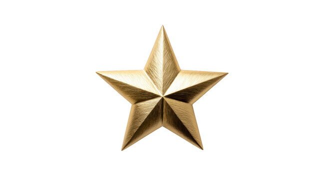 Gold star metallic five pointed shape isolated on transparency background symbol of achievement shiny and elegant reward decorative success celebration positive emotion