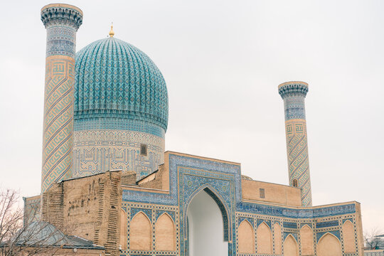 Samarkand, Uzbekistan - 1 oct 2025 Translation on mosque: Tamerlane. Most Famous travel destination in Asia