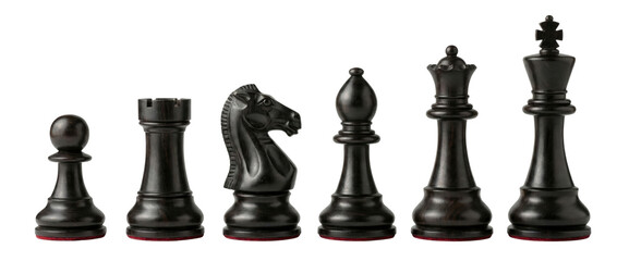 Black Chess Pieces Set - Pawn, Rook, Knight, Bishop, Queen, King