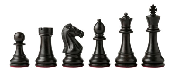 Black Chess Pieces Set - Pawn, Rook, Knight, Bishop, Queen, King