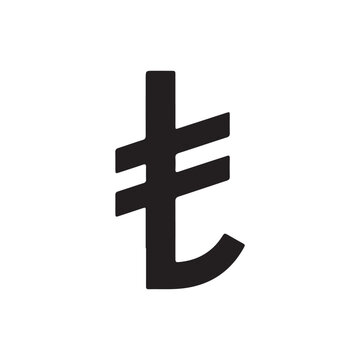 Turkish lira sign silhouette icon vector illustration on white background