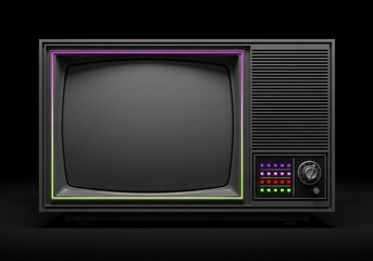 Retro Vintage Television with Neon Glow and Modern Minimalist Design