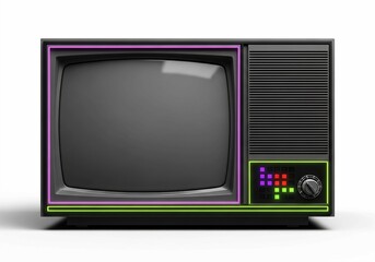 Retro Vintage Television with Neon Glow and Modern Minimalist Design