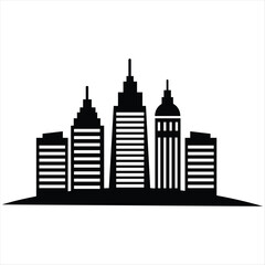 Fototapeta premium Business City Skyline Logo Icon – Black and White Vector