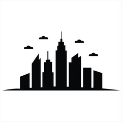 Fototapeta premium Business City Skyline Logo Icon – Black and White Vector