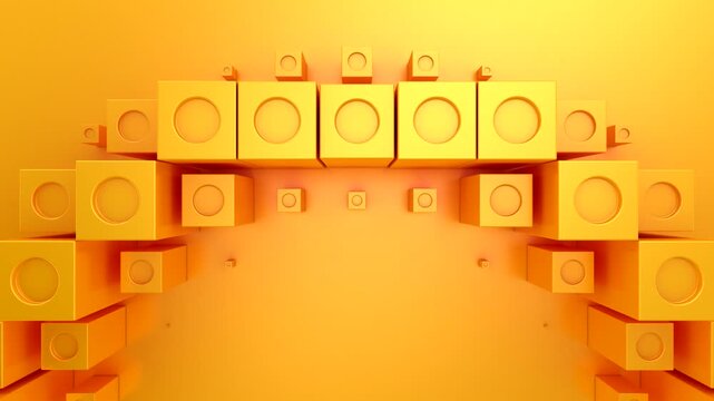Cubes Form a Wave. Abstract motion, two color, 3d rendering, 4k resolution

