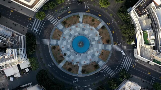 Aerial Drone Dizengoff Square Timelapse Tel Aviv

Drone timelapse aerial view of Dizengoff Square urban traffic and fountain 1.1.2026 Israel
