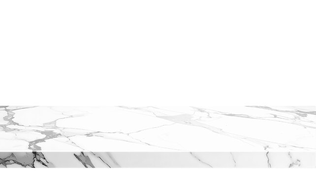 White marble stone tabletop or counter perspective view for product display. Isolated on transparent background, png