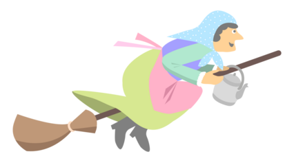 Easter Witch flying on a broom stick.   Old Swedish traditional character. Vector Illustration.