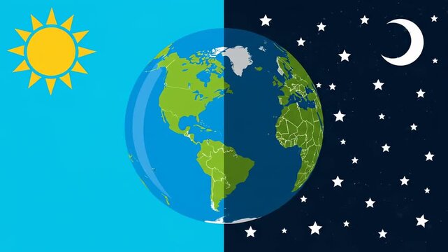 Earth Illustration Depicting Day and Night During Equinox Event