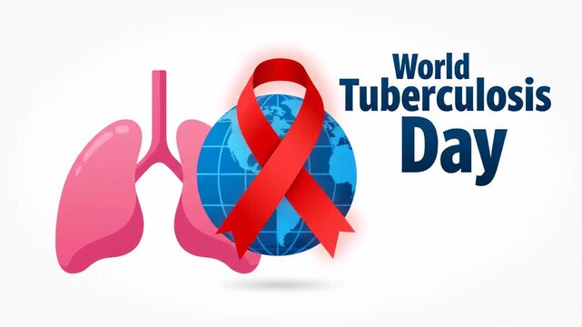 Global Awareness of Tuberculosis with Red Ribbon and Earth Illustration