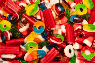 Assorted colorful gummy candies. Jelly  sweets.
