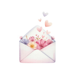 envelope with flowers and hearts