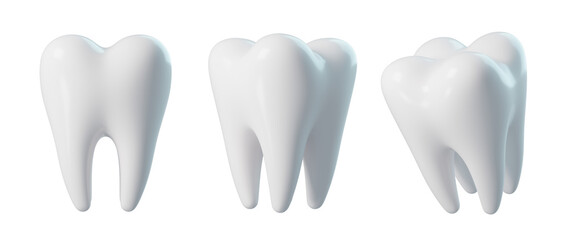3d Bright White Teeth - Dental Care and Oral Hygiene Concept. Healthy Tooth for Dental, Dentistry, Orthodontics. 3D Render  © Hannet