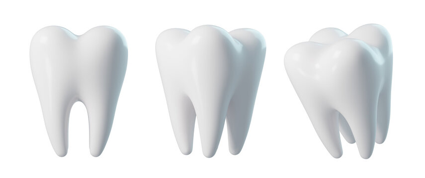 3d Bright White Teeth - Dental Care and Oral Hygiene Concept. Healthy Tooth for Dental, Dentistry, Orthodontics. 3D Render

