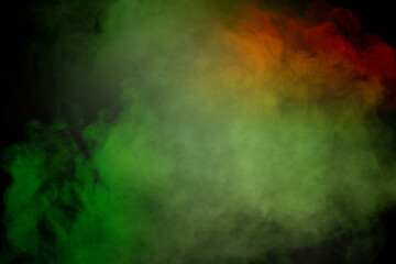 Red and green steam on a black background.
