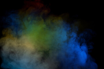 Blue and purple steam on a black background.
