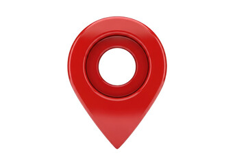 Red map pin icon with circular center, symbolizing location and navigation, perfect for maps and directions isolated on transparent background