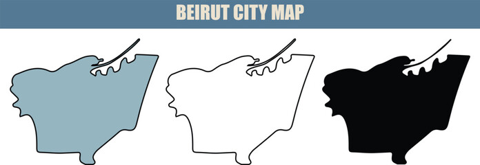 Beirut city map illustration in three different colored versions