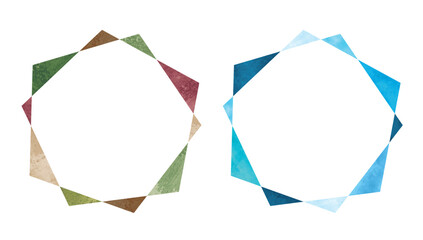 水彩の多角形フレーム2色