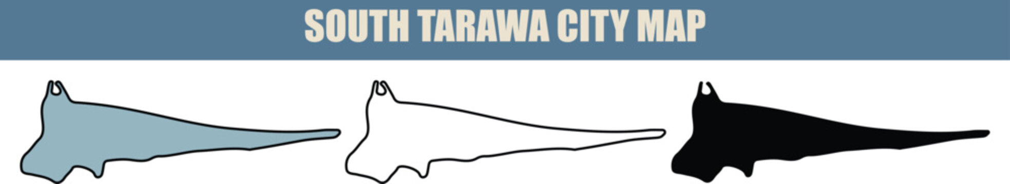 South Tarawa City Map Illustration with Simple Shapes and Clean Design
