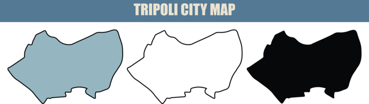 Tripoli city map illustration in three color variations on white