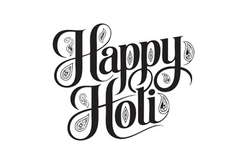 Fototapeta premium Happy Holi Typography Lettering Designs – Minimal Festive Calligraphy Text Art