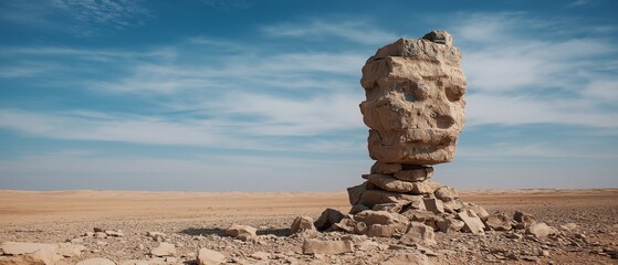 Balanced rock formation in desert, natural wonder