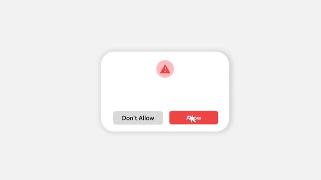 User interface design with alert notification and action buttons for consent management or permission requests