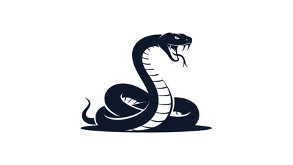 Stylized Black Cobra Snake Illustration.