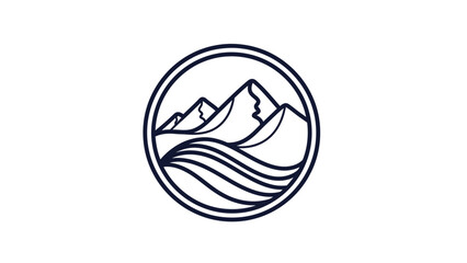 Minimalist Mountain and Wave Logo Design.