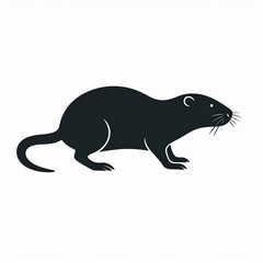 Fototapeta premium Black mink animal walking silhouette vector illustration isolated on white background