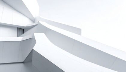 Obraz premium An abstract depiction of modern architecture featuring smooth, flowing white surfaces and lines