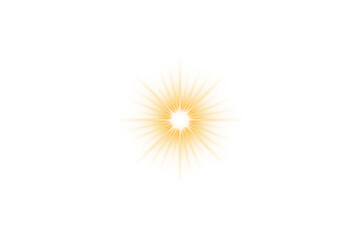 Gold glow light effect on transparent background. Magic lens flare burst. Flash light. PNG