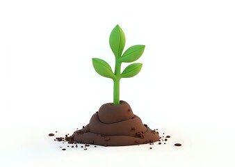Cartoon Plant Growing in Soil