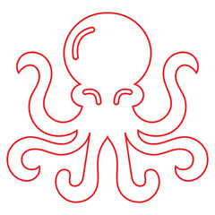 Winged Pegasus outline mythical creature illustration. Minimal line art of a winged Pegasus in red outline, representing mythology, fantasy creatures,  ancient legends in clean vector style.EPS10/AI