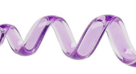 3D Abstract Purple Helix Spiral: DNA Molecule Strand, Glass Polymer Coil, or Scientific Synthetic Protein Structure.