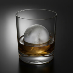 Whiskey Glass With Ice Sphere Elegant Premium Drink In A Clear Tumbler