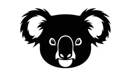 Black and white stylized koala bear face illustration. © Payu
