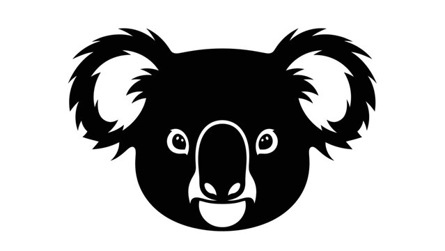 Black and white stylized koala bear face illustration.