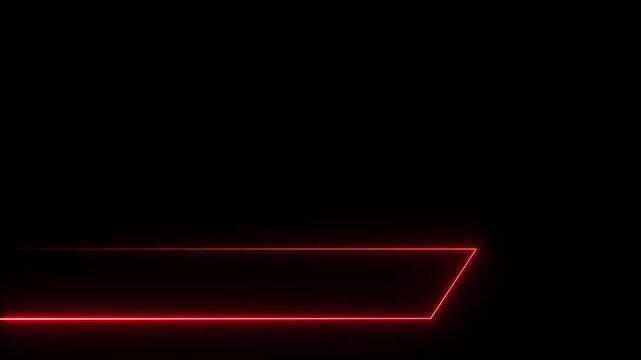 Abstract neon red glowing line animation appearing on a black background with a futuristic, geometric shape suggesting a lower third overlay or digital interface element, perfect for motion graphics a