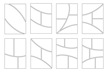 Comic book frames. Manga panel with vertical grid on white background. Vector rectangle borders for storyboard and magazine design. Japanese anime empty template for posters and banners