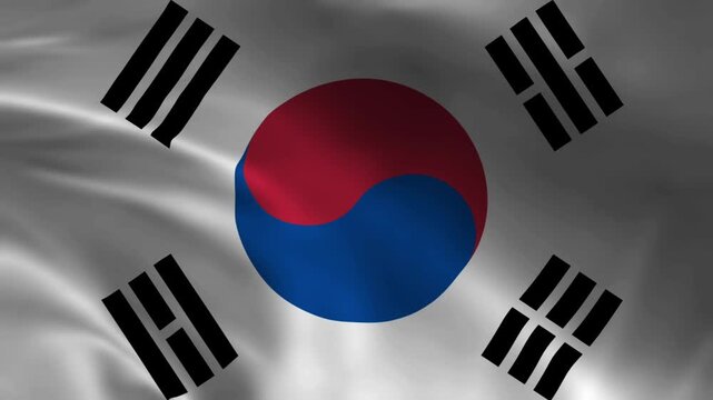 Waving flag of South Korea as a national symbol of the Republic of Korea in the wind