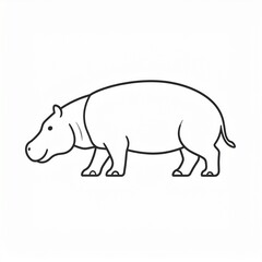 Fototapeta premium Cartoon Cow Standing Side View Outline Sketch Black and White Illustration