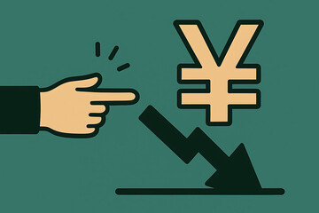 Obraz premium 円安や収益悪化を示す下落トレンドのイメージ