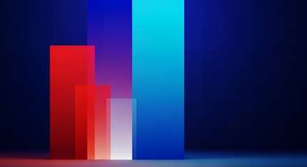 赤と青のバーが並ぶビジネス成長を表す抽象的なグラフ背景