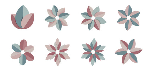 set of colorful flower icons