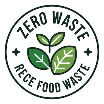 A circular logo promoting zero food waste and sustainability.